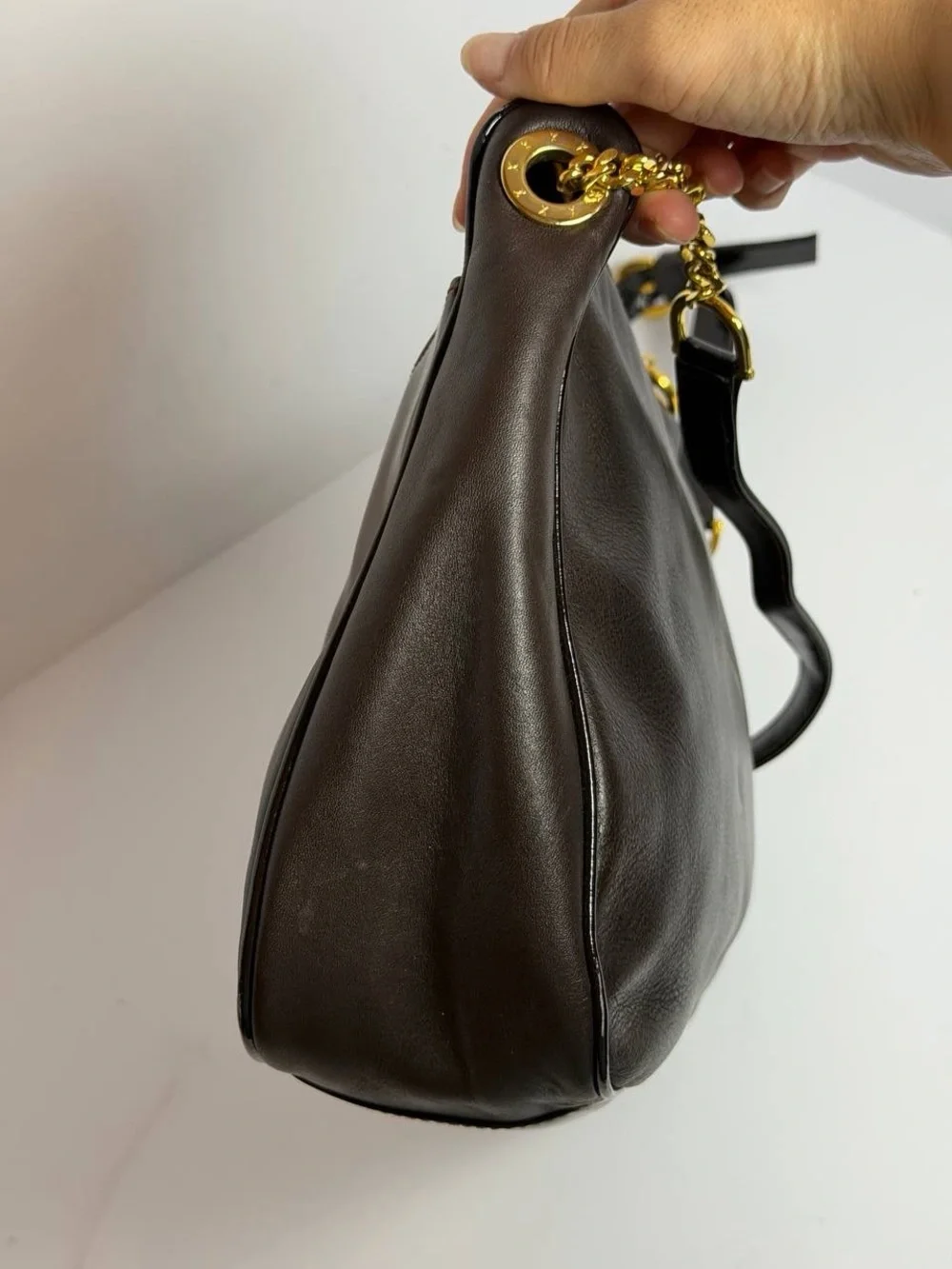 Paloma Picasso X Logo Dark Brown Leather Shoulder Bag